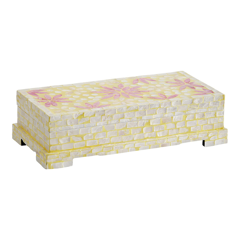 Шкатулка Oceane Bone Inlay Yellow Желтый Розовый Шкатулка Oceane Bone Inlay Yellow Желтый Розовый в Москве | Loft Concept