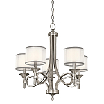 Люстра с белыми тканевыми абажурами в прозрачных стеклянных цилиндрах Kichler варинант исполнения - 6 | Loft Concept в Москве