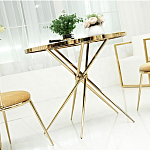 Обеденный стол с чёрной круглой столешницей на золотых ножках Rive Gauche Table варинант исполнения - 1 | Loft Concept в Москве