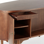 Дизайнерский письменный стол округлой формы с 4-мя ящиками и дверкой с полочками Rili варинант исполнения - 3 | Loft Concept в Москве