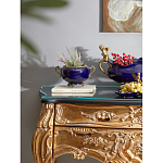 Чаша темно-синяя фарфоровая с бронзовыми ручками и ажурным ободком Eden Garden варинант исполнения - 4 | Loft Concept в Москве