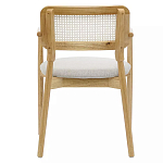 Стул обеденный с мягким сиденьем и спинкой из плетеного ротанга Wood and Textile Chair варинант исполнения - 4 | Loft Concept в Москве