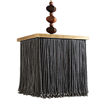 Люстра квадратная с бахромой и подвесом из деревянных бусин Psyche варинант исполнения - 2 | Loft Concept в Москве