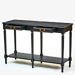 Консоль черная из массива березы с полкой и двумя ящиками Vintage варинант исполнения - 2 | Loft Concept в Москве