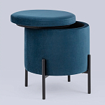 Синий пуф на черных ножках SANJAY варинант исполнения - 2 | Loft Concept в Москве