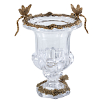 Ваза из прозрачного стекла на бронзовой подставке с ободком и ручками в виде стрекоз Eden Garden варинант исполнения - 1 | Loft Concept в Москве