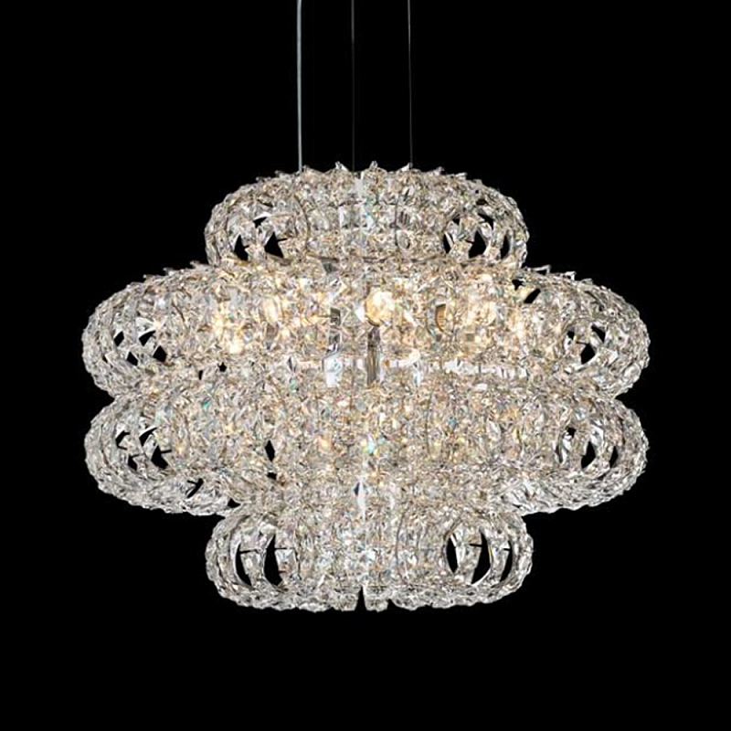 Люстра круглая с россыпью хрусталя Perfection of Diamonds Хром Прозрачный в Москве | Loft Concept 