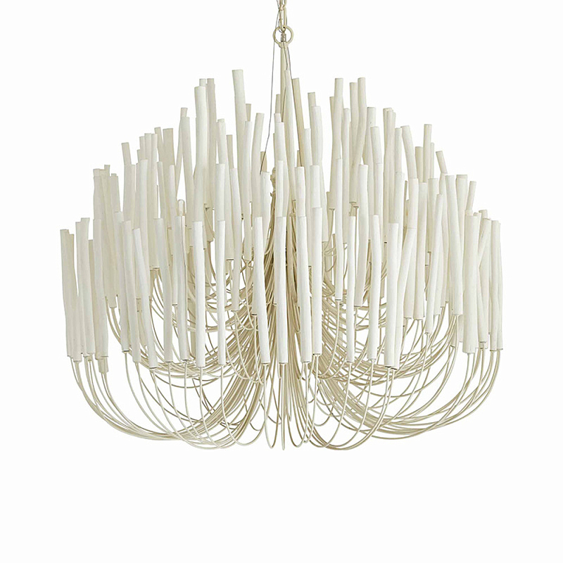 Люстра белая с несколькими ярусами деревянных палочек Bright Wooden Chandelier Белый Люстра белая с несколькими ярусами деревянных палочек Bright Wooden Chandelier Белый в Москве | Loft Concept