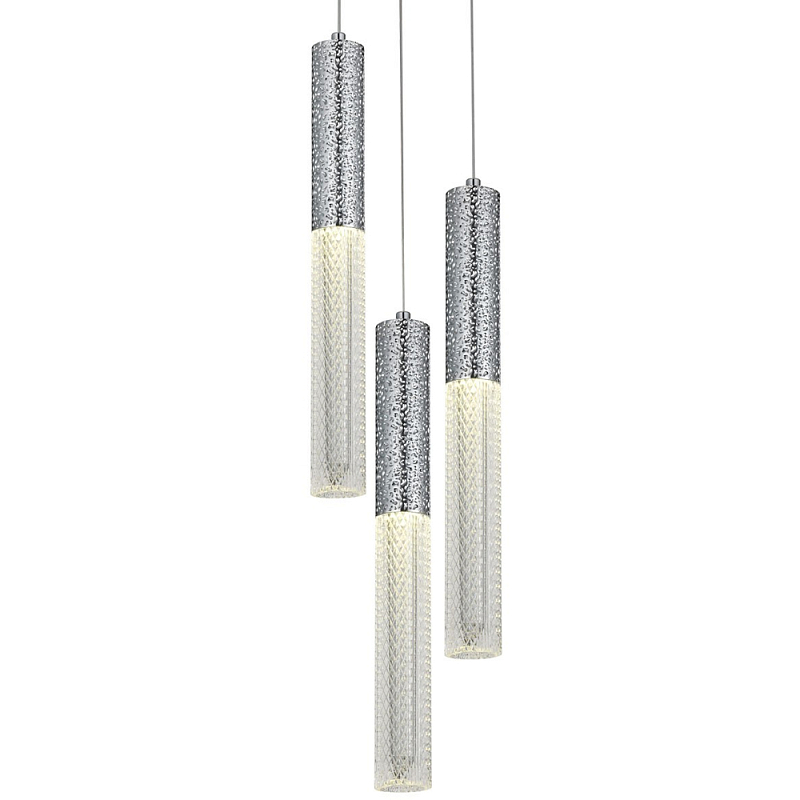   Dew Drops Tube Chrome Trio Hanging Lamp     | Loft Concept 