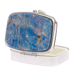 Таблетница карманная прямоугольная на 2 отделения с зеркалом и накладкой из натурального камня Лазурит Silver Stone Pillboxes варинант исполнения - 2 | Loft Concept в Москве