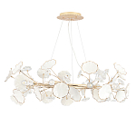 Люстра круглая с белыми лепестками из керамики и прозрачными хрустальными цветками Диаметр 82 см Wintery flovers варинант исполнения - 2 | Loft Concept в Москве