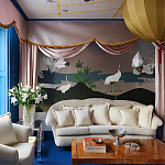 Обои ручная роспись Tsuro Cranes Original colourway on Tarnished Silver gilded paper варинант исполнения - 1 | Loft Concept в Москве