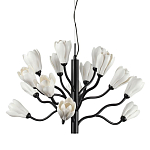 Люстра подвесная черного цвета с ветвями и белыми фарфоровыми цветами Floralis варинант исполнения - 1 | Loft Concept в Москве