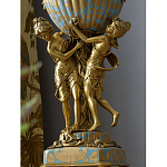 Ваза голубого цвета из фарфора с золотым растительным орнаментом и бронзовыми фигурками женщин Eden Garden porcelain and bronze варинант исполнения - 6 | Loft Concept в Москве