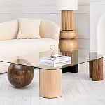 Дизайнерский журнальный стол с прозрачной столешницей и ножками в форме геометрических фигур Pytusin варинант исполнения - 2 | Loft Concept в Москве