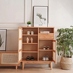 Комод с плетеными дверками и открытой нишей  с ящиком Dora Sideboard варинант исполнения - 1 | Loft Concept в Москве