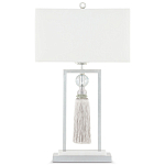 Настольная лампа с прямоугольным тканевым абажуром на белом мраморном основании Silver Threads варинант исполнения - 3 | Loft Concept в Москве