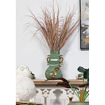 Ваза зеленого цвета из фарфора с бронзовыми ручками в виде драконов и рельефным цветочным декором Eden Garden porcelain and bronze варинант исполнения - 7 | Loft Concept в Москве