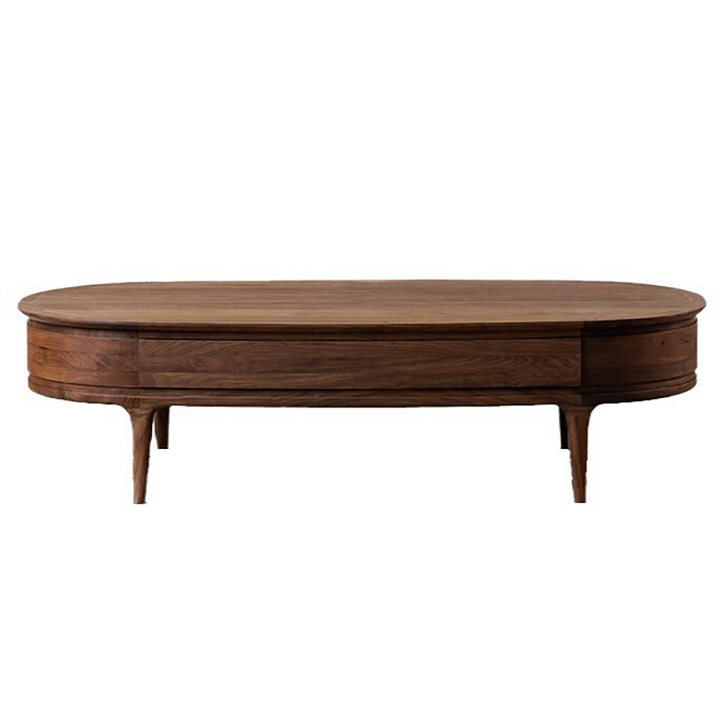 Кофейный стол овальный из дерева с 2-мя ящиками Coffee Walnut Table Орех Кофейный стол овальный из дерева с 2-мя ящиками Coffee Walnut Table Орех в Москве | Loft Concept