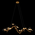 Люстра подвесная линейная с прозрачными стеклянными птичками на ветвях Serip Voa варинант исполнения - 3 | Loft Concept в Москве