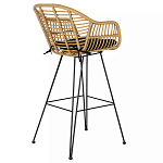 Стул барный с ротанговым плетением Half Bar Chair with Wicker с подлокотниками варинант исполнения - 4 | Loft Concept в Москве