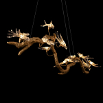 Люстра подвесная линейная с прозрачными стеклянными птичками на ветвях Serip Voa варинант исполнения - 9 | Loft Concept в Москве