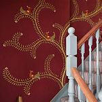 Обои с вышивкой ручной работы Fyodor Original colourway on Merlot linen варинант исполнения - 2 | Loft Concept в Москве