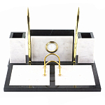 Настольный письменный набор из белого мрамора с часами Marble Accessory варинант исполнения - 1 | Loft Concept в Москве