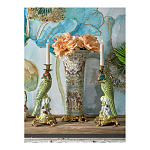 Ваза высокая из фарфора на бронзовом основании Turquoise Blooming Garden варинант исполнения - 10 | Loft Concept в Москве