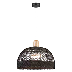Подвесной светильник с округлым абажуром из черного ротанга Wicker Furniture варинант исполнения - 1 | Loft Concept в Москве