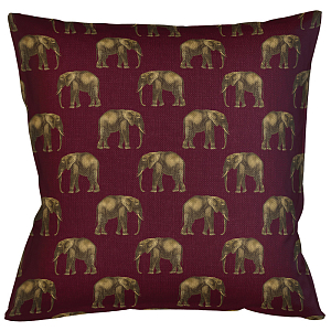 Декоративная подушка с узором из слонов Home Safari Red
