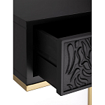 Приставной столик с резным узором на выдвижном ящике Black Table Carved Pattern варинант исполнения - 3 | Loft Concept в Москве