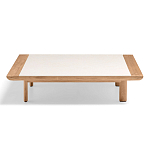 Дизайнерский кофейный стол из дерева с керамической столешницей уличный SWAY Coffee Table варинант исполнения - 5 | Loft Concept в Москве