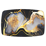 Обеденный стол с прямоугольной черно-золотой столешницей из стекла на 4-х металлических ножках Gold and Black Marble варинант исполнения - 2 | Loft Concept в Москве