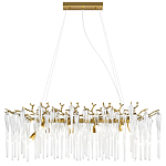 Люстра подвесная прямоугольная с бронзовыми акцентами и прозрачными стеклянными каплями Droplet Chandelier варинант исполнения - 1 | Loft Concept в Москве