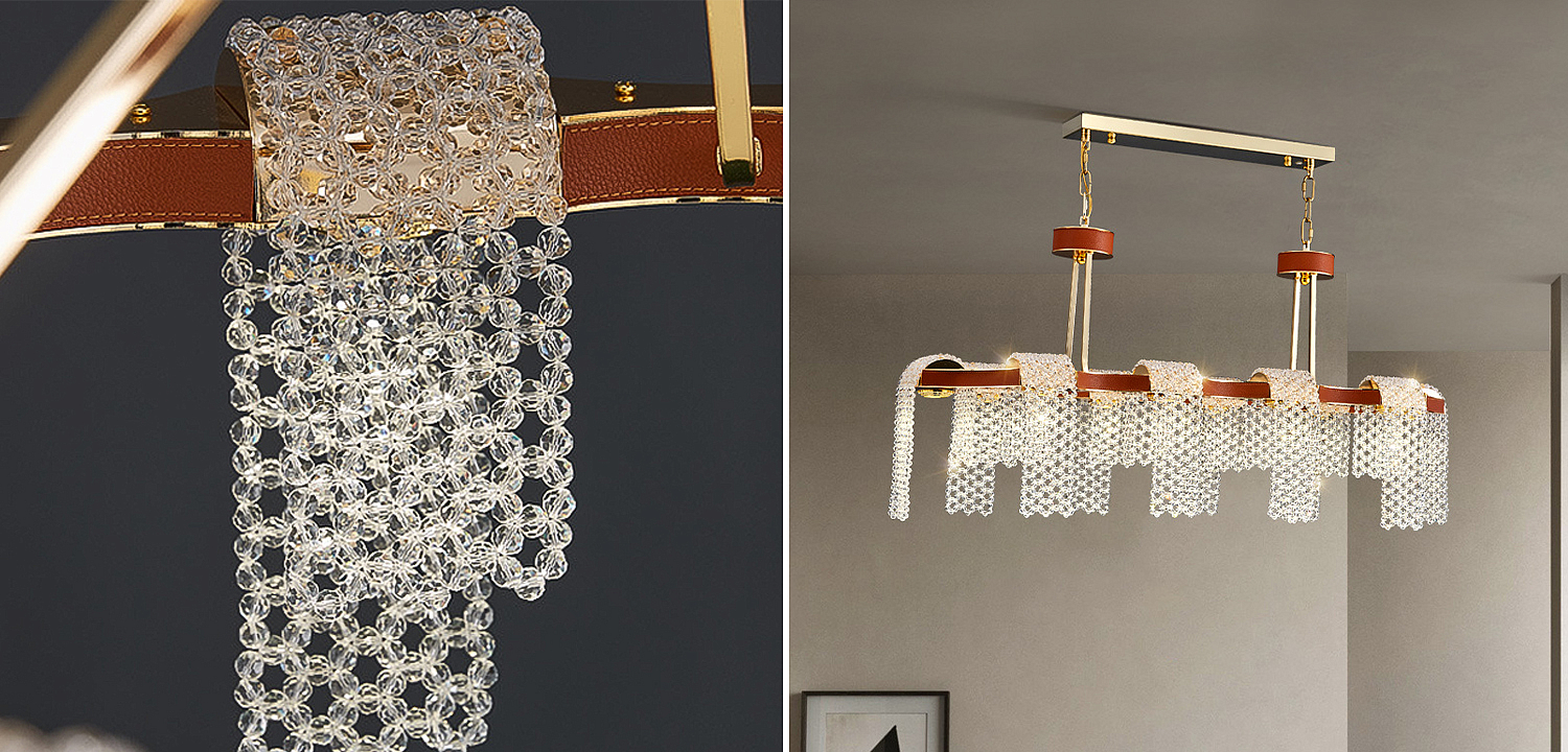 Линейная люстра люстра Leather Glass Chandelier Линейная люстра люстра Leather Glass Chandelier - Loft-Concept в Москве