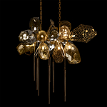 Люстра подвесная с 18-ю стеклянными плафонами с вертикальными подвесками Gilded Mirage  варинант исполнения - 4 | Loft Concept в Москве