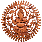 Панно из дерева круглое Ганеша Panel With Animals варинант исполнения - 1 | Loft Concept в Москве