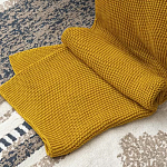 Плед из хлопка жемчужной вязки горчичного цвета Waffle Comfort варинант исполнения - 6 | Loft Concept в Москве