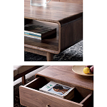 Кофейный стол из дерева с ящиком и нишей для хранения Coffee Walnut Table варинант исполнения - 4 | Loft Concept в Москве