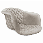 Барный стул со спинкой и мягкой обивкой с ромбами на 4-х деревянных ножках Бежевый Велюр Ava Charm варинант исполнения - 2 | Loft Concept в Москве