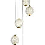Каскадная люстра с 5-ю плафонами из акрила в виде шара Felice Chandelier Brass варинант исполнения - 2 | Loft Concept в Москве