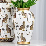 Ваза белая овальная с рисунком леопардов и золотыми акцентами LEOPARD Collection варинант исполнения - 4 | Loft Concept в Москве