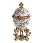 Шкатулка в форме яйца на величественных львах из фарфора с бронзовыми элементами Eden Garden варинант исполнения - 4 | Loft Concept в Москве
