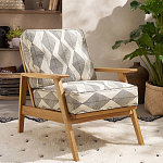 Кресло с каркасом из массива дуба Deniaud Oak Rhombus Beige Armchair варинант исполнения - 6 | Loft Concept в Москве