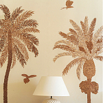 Обои с вышивкой ручной работы Deco Palms Raffia on linen варинант исполнения - 1 | Loft Concept в Москве