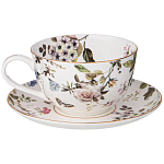 Чайный сервиз из фарфора белый с рисунком цветов на 6 персон 14 предметов Garden Whisper Porcelain Set  варинант исполнения - 1 | Loft Concept в Москве