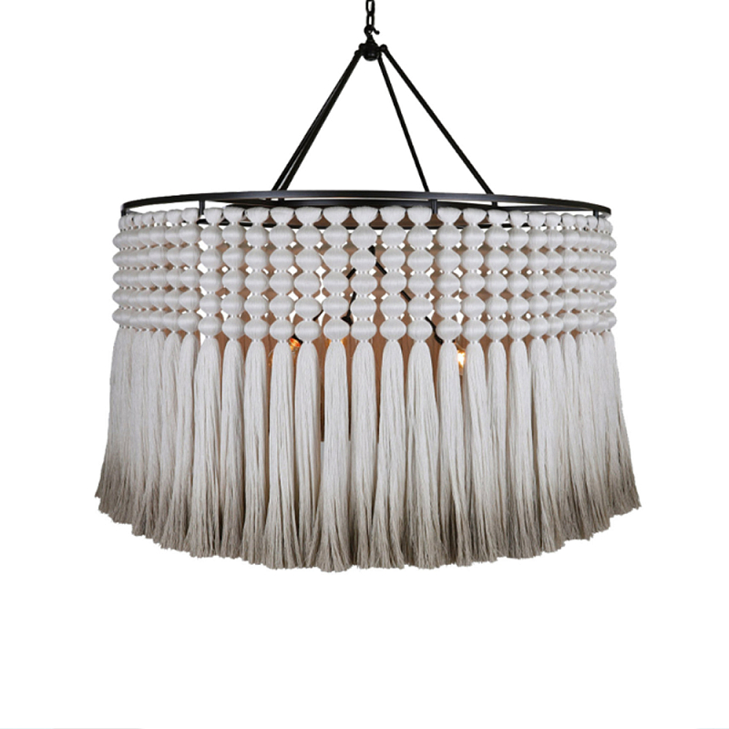 Люстра серая плетеная с кисточками Boho Tassel Chandelier Серый Темная бронза Люстра серая плетеная с кисточками Boho Tassel Chandelier Серый Темная бронза в Москве | Loft Concept