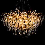 Люстра подвесная с прозрачными стеклянными подвесками в форме капель Диаметр 100 см Droplet Chandelier варинант исполнения - 8 | Loft Concept в Москве