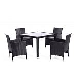 Обеденный комплект из искуственного ротанга Vintara черный варинант исполнения - 1 | Loft Concept в Москве